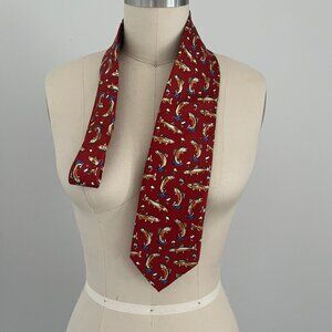 Alynn Rainbow Trout Fishing Tie Silk Neckwear Novelty Tie Dark Red Made in USA
